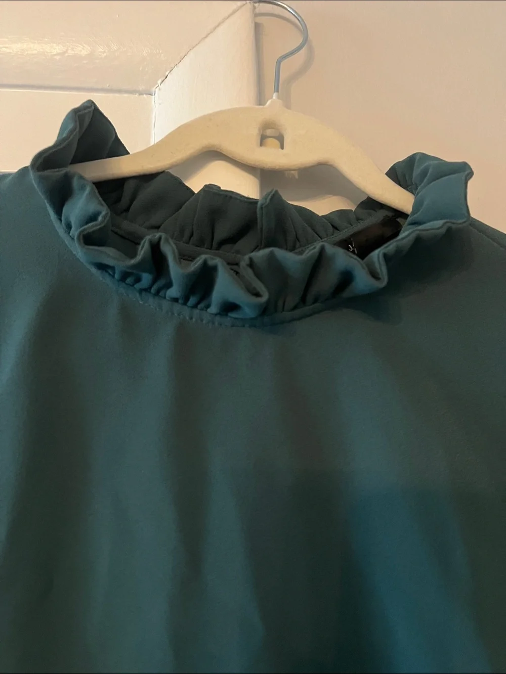 J Crew Ruffled High-Neck Long-Sleeve Blouse - Teal